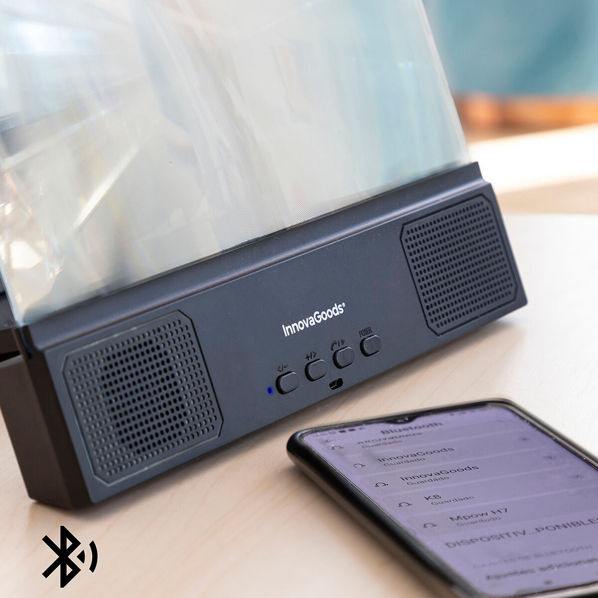 Kännykän lisänäyttö vahvistimella ja kaiuttimella Mobimax InnovaGoods