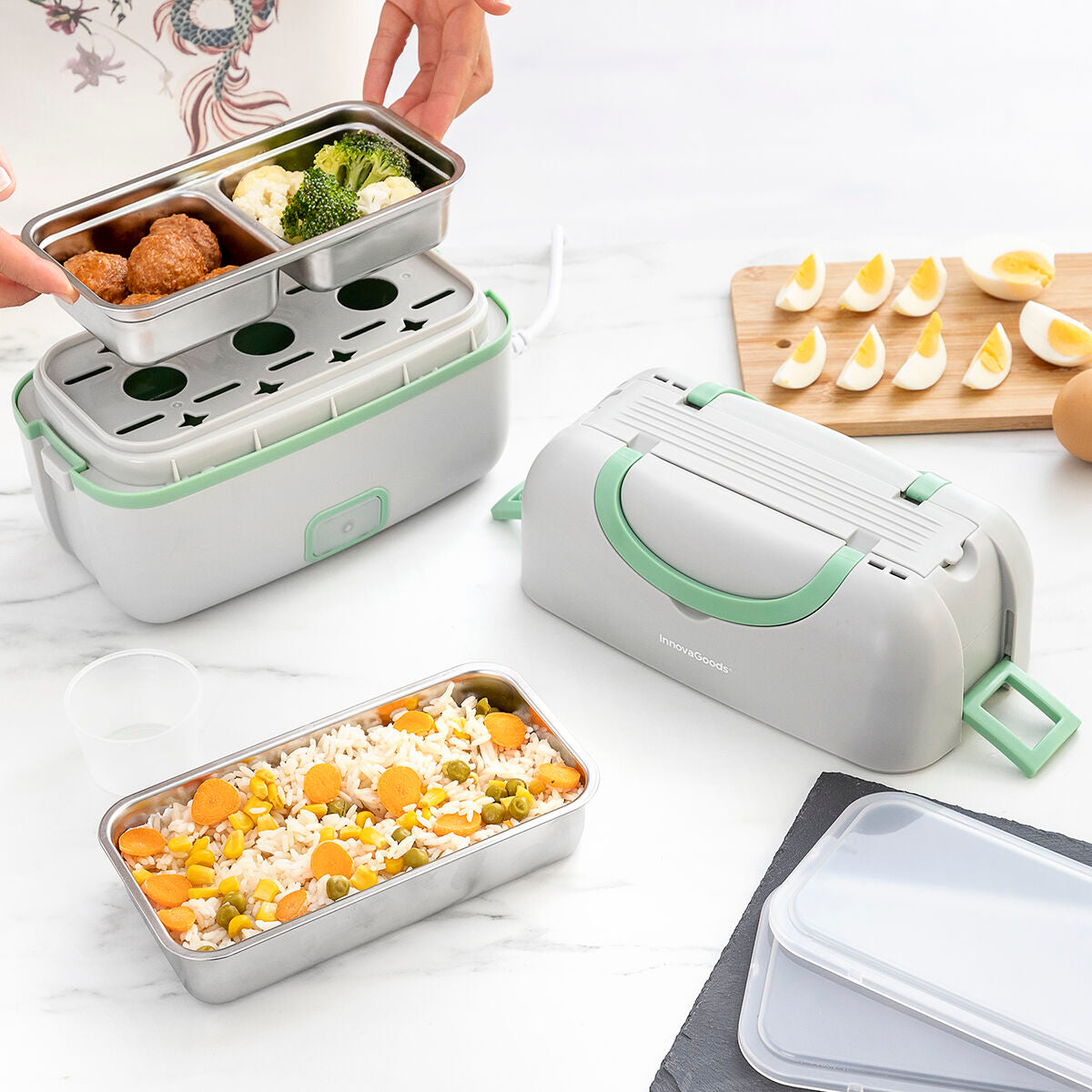 3-in-1 elektroninen höyryeväsrasia resepteineen Beneam InnovaGoods