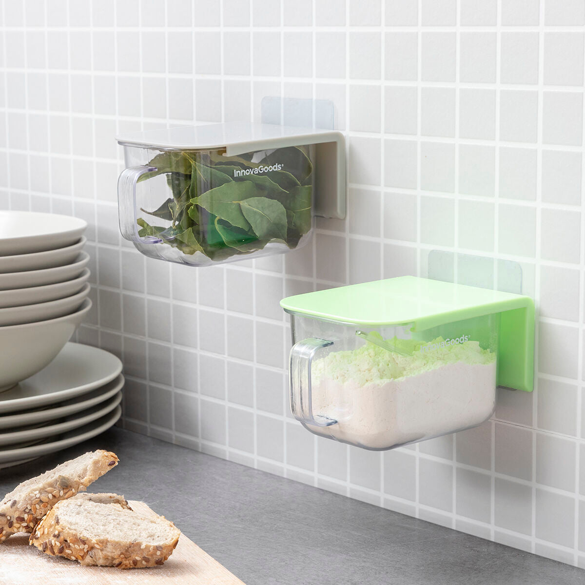 Irrotettavat ja liimatarralla kiinnitettävät keittiörasiat Handstore InnovaGoods 2 yksikön pakkaus